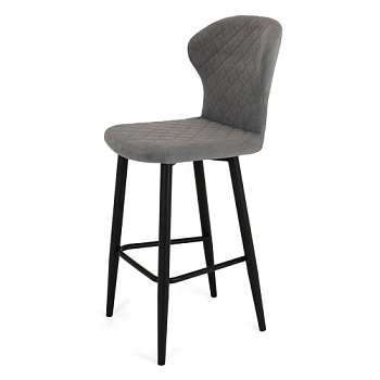 Стул барный мягкий серый велюровый (арт 19742) - Фото 2