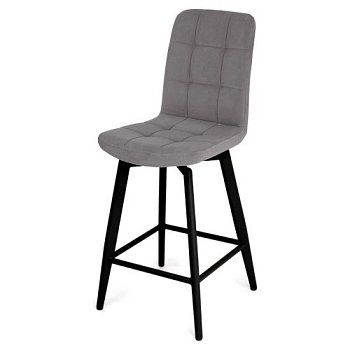 Стул полубарный серый велюровый современный (арт 35366) - Фото 2