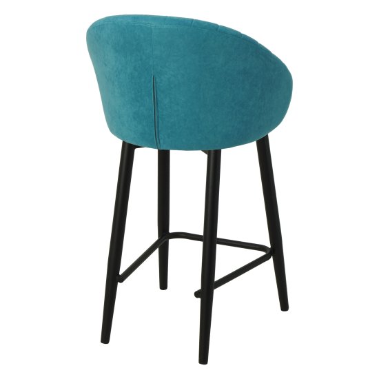Стул полубарный с черными ножками голубой велюровый (арт 25384) Фото 2