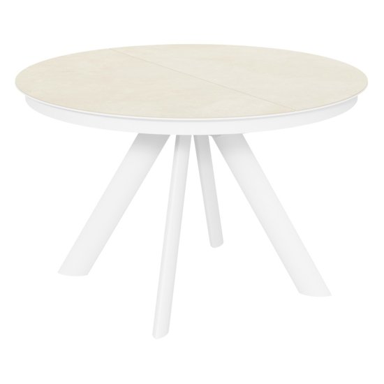 Стол кухонный круглый с керамическим покрытием бежевый (арт 32712) Фото 1