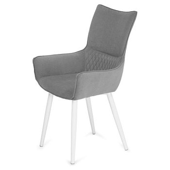 Стул дизайнерский мягкий с подлокотниками серый (арт 35576) - Фото 2