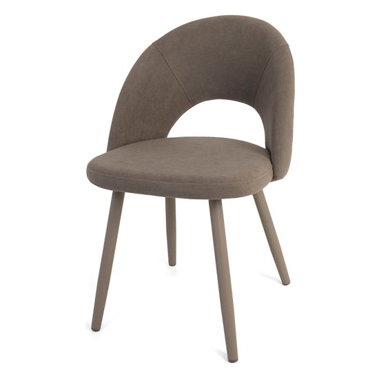 Стул с мягким сидением бежевый велюровый современный (арт 21631) Фото 3