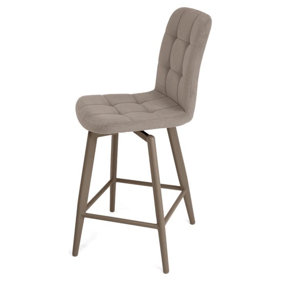 Стул полубарный кремовый из велюра (арт 35360) Фото 6