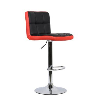 Барный стул на металлическом каркасе красный с обивкой из экокожи (арт 6493) - Фото 2