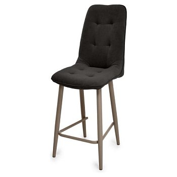 Барный стул с мягкой обивкой коричневый велюровый (арт 35376) - Фото 2