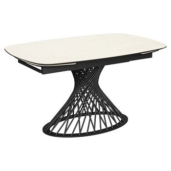 Стол со столешницей из керамики слоновая кость на одной ножке (арт 35206) - Фото 2