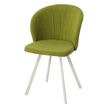 Стул на металлокаркасе с белыми ножками зеленый велюровый (арт 22464) - Фото 2