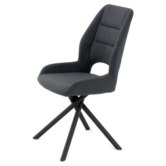 Стул ножки черные мягкий серый из велюра (арт 35532) Фото 4