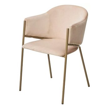 Стул с мягким сидением с подлокотниками кремовый из велюра (арт 34113) - Фото 2