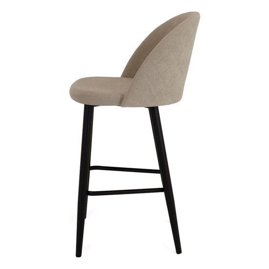 Барный стул мягкий бежевый из велюра (арт 21466) Фото 3