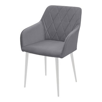 Стул-кресло с мягкой обивкой с подлокотниками серый из велюра (арт 11546) - Фото 2