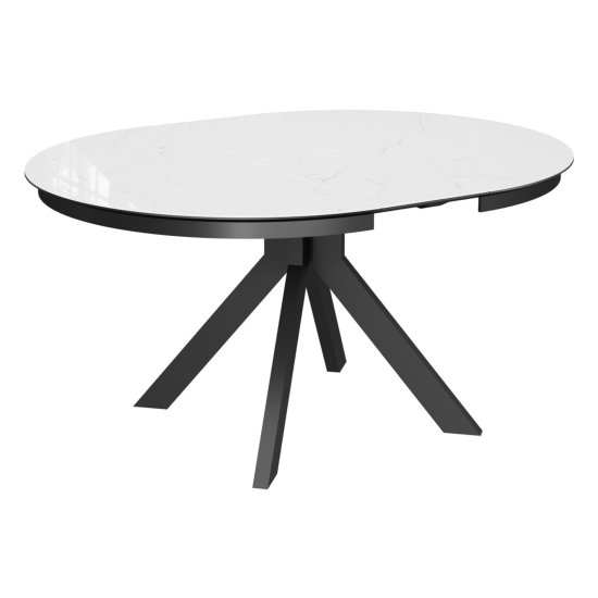 Стол кухонный раскладной круглый керамический белый (арт 32683) Фото 2