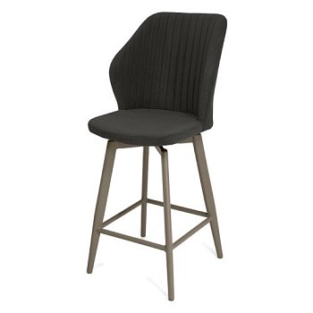 Стул барный на металлическом каркасе мягкий коричневый (арт 35433) - Фото 2