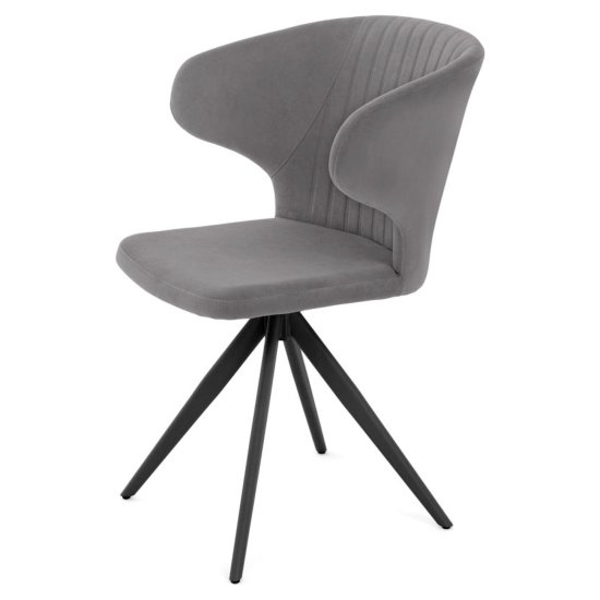 Стул с мягкой обивкой серый из велюра (арт 35594) Фото 2