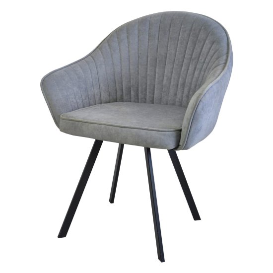 Стул-кресло мягкий с подлокотниками серый современный (арт 28812) Фото 3