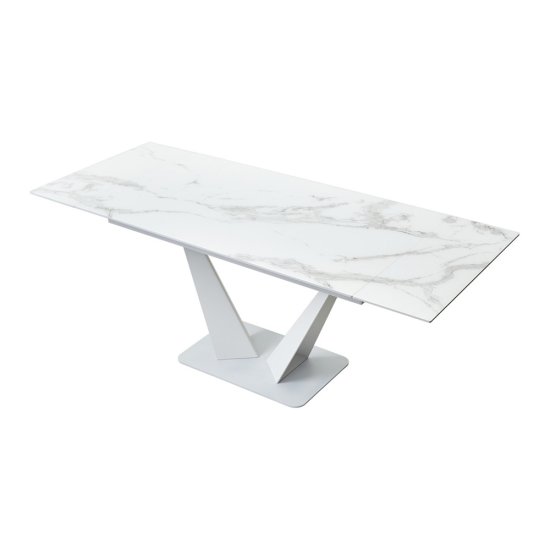 Стол дизайнерский раздвижной со стеклянной столешницей белый (арт 15645) Фото 2