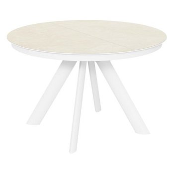 Стол кухонный круглый с керамическим покрытием бежевый (арт 32712) - Фото 2