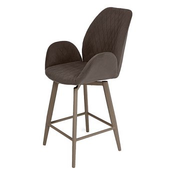 Барный стул на металлокаркасе мягкий велюровый (арт 33587) - Фото 2
