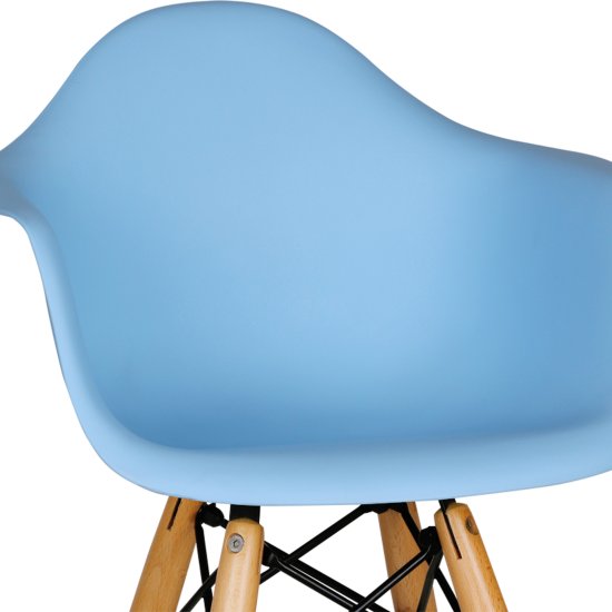 Стул-кресло деревянный с подлокотниками голубой eames (арт 29402) Фото 4