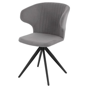 Стул с мягкой обивкой серый из велюра (арт 35594) - Фото 2