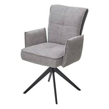Стул на металлическом каркасе мягкий с подлокотниками серый (арт 33925) - Фото 2