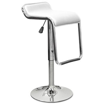 Стул барный мягкий белый из искусственной кожи регулируемый (арт 6474) - Фото 2