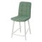 Барный стул на металлокаркасе ножки белые зеленый из велюра (арт 18740)