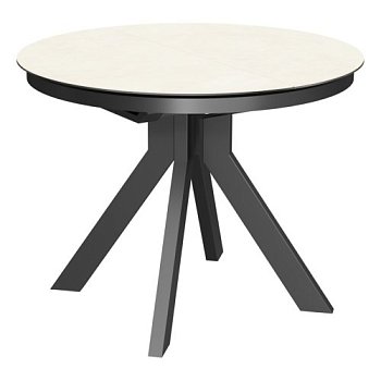 Стол раскладной круглый керамический бежевый (арт 33497) - Фото 2