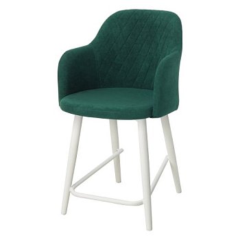 Стул барный высокий мягкий зеленый из велюра (арт 27116) - Фото 2