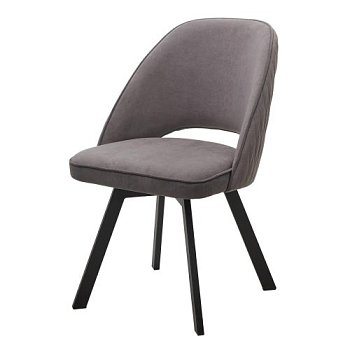 Стул на металлокаркасе с черными ножками серый велюровый (арт 31413) - Фото 2