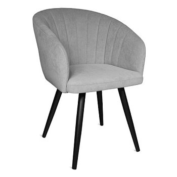 Стул-кресло мягкий серый с обивкой из бархата (арт 33952) - Фото 2