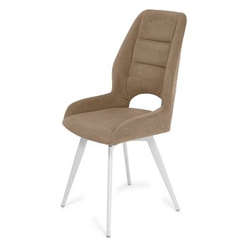 Стул на металлокаркасе мягкий кремовый из велюра (арт 35444) - Фото 2