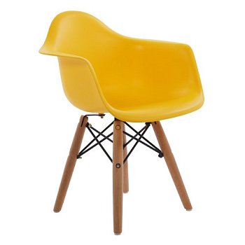 Полукресло с подлокотниками желтое из пластика eames (арт 29403) - Фото 2