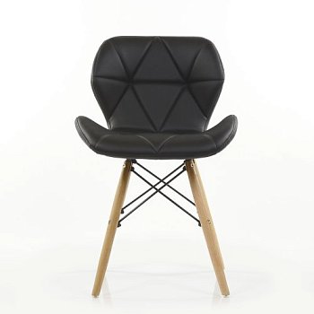 Стул из массива дерева с мягким сидением черный из экокожи eames (арт 5649) - Фото 2