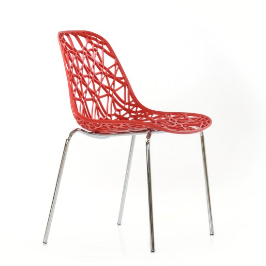 Стул металлический хромированный красный (арт 6615) Фото 3