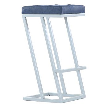 Табурет дизайнерский на металлокаркасе мягкий синий лофт (арт 11474) - Фото 2