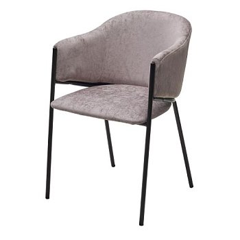 Стул с подлокотниками серый с обивкой из велюра (арт 33621) - Фото 2