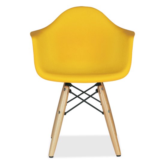 Полукресло с подлокотниками желтое из пластика eames (арт 29403) Фото 4