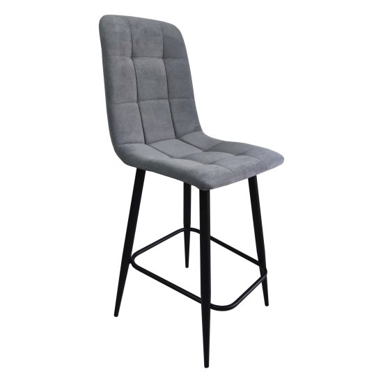 Стул полубарный мягкий серый в современном стиле (арт 23938) Фото 2