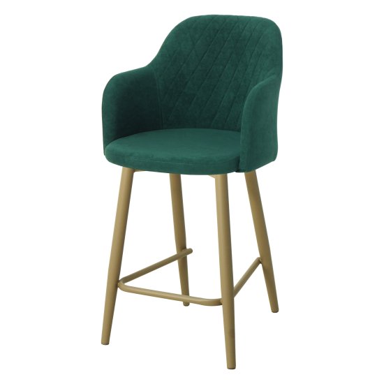 Барный стул на металлокаркасе зеленый велюровый (арт 31084) Фото 1