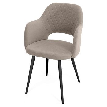 Стул ножки черные с подлокотниками бежевый из велюра (арт 27736) - Фото 2