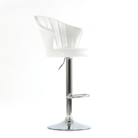 Стул барный на металлокаркасе мягкий белый регулируемый (арт 6463) Фото 3