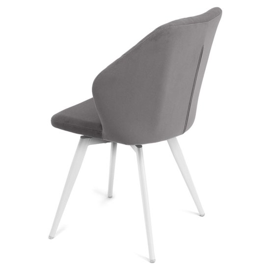 Стул на металлокаркасе серый из велюра (арт 25780) Фото 3