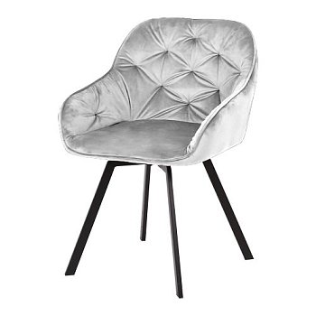 Стул-кресло мягкий с подлокотниками серебрянный велюровый (арт 10569) - Фото 2