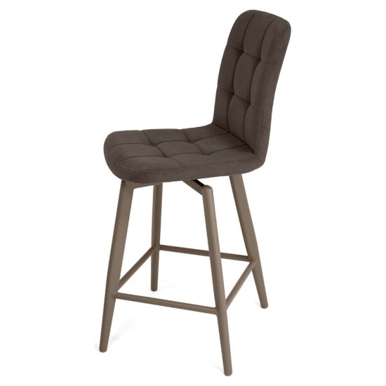 Стул полубарный бежевый из велюра (арт 35359) Фото 7