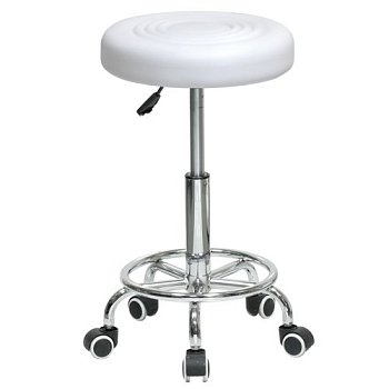 Табурет мягкий белый регулируемый современный (арт 5456) - Фото 2