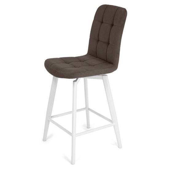 Стул полубарный мягкий бежевый из велюра (арт 35355) Фото 2