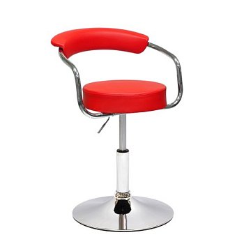 Полубарный стул с мягким сидением с подлокотниками красный (арт 5565) - Фото 2