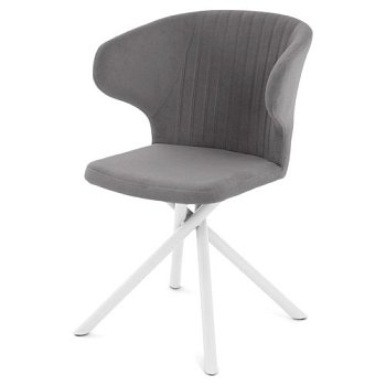 Стул серый из велюра современный (арт 35588) - Фото 2