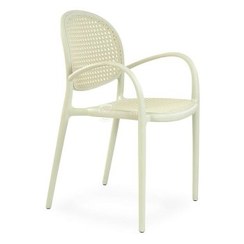 Стул с подлокотниками белый пластмассовый (арт 31296) - Фото 2